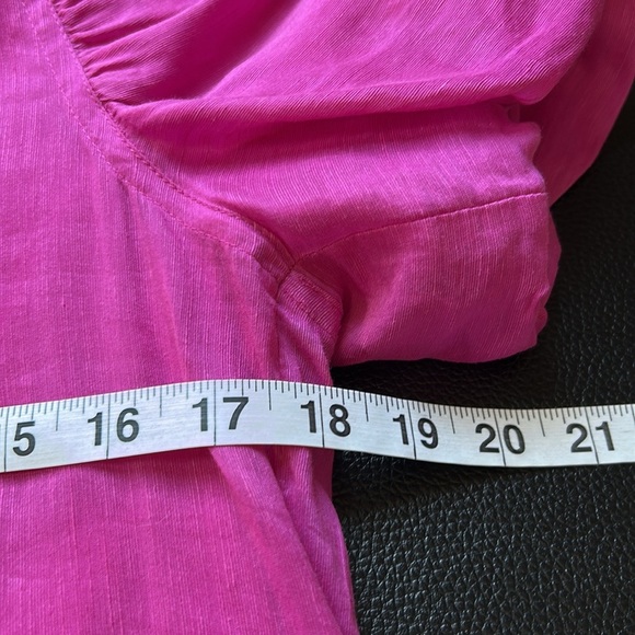 Marie Oliver Greta Linen Silk Blend Mini Dress Pink camellia puff sleeve Sz S - Picture 11 of 13